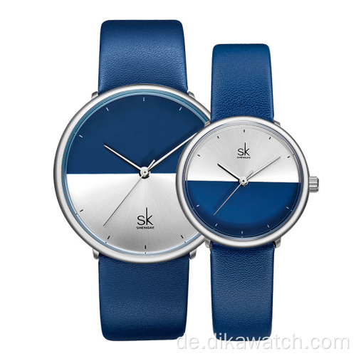 SK Top-Marken-Mode-Paar-Uhren für Männer Frauen minimalistische Luxus-Quarz-Uhr mit Lederband beiläufige Armbanduhr für Paare